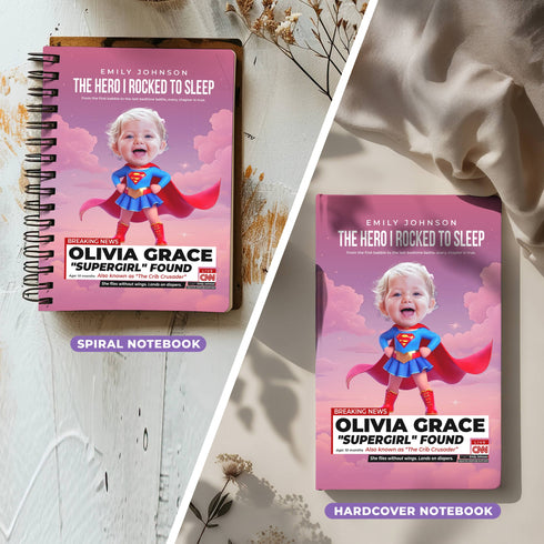 Personalized Supergirl Baby Journal – Custom Photo Name Quote | Superhero Mom & Baby Gift